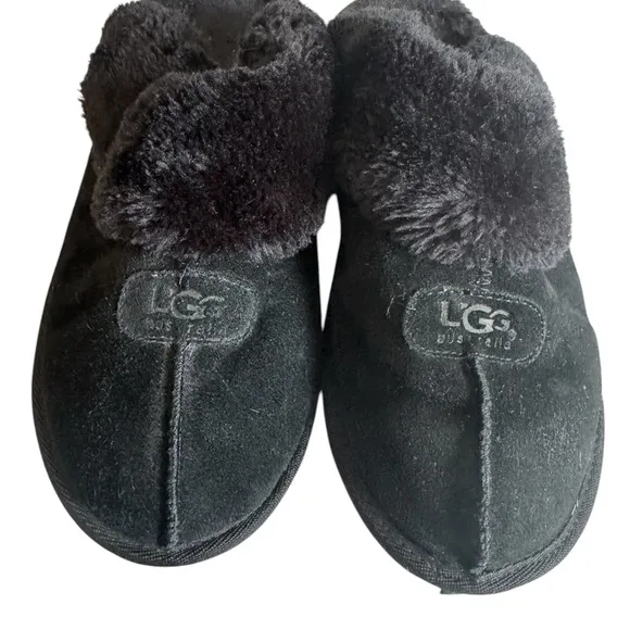 UGG Coquette Slipper 5125 Black Fur-Lined Slippers Size 9