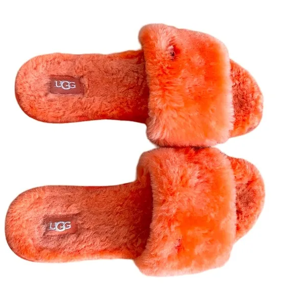 UGG Cozetta Curly Genuine Shearling Slide Slipper - EUC, Size 8, Orange …