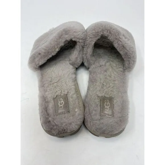 UGG Cozette Slippers Womens Size 7 Slide‎ Sheepskin Fur Gray Slip On Shearling