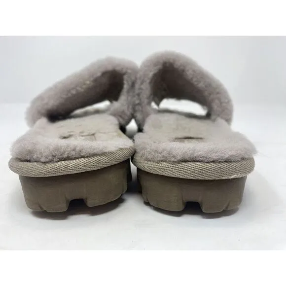 UGG Cozette Slippers Womens Size 7 Slide‎ Sheepskin Fur Gray Slip On Shearling