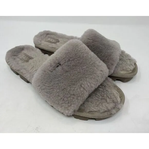 UGG Cozette Slippers Womens Size 7 Slide‎ Sheepskin Fur Gray Slip On Shearling