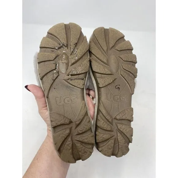UGG Cozette Slippers Womens Size 7 Slide‎ Sheepskin Fur Gray Slip On Shearling