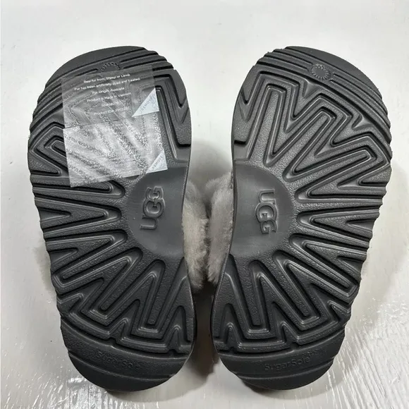 UGG COZY II GEL HEARTS SLIPPER SLIDE SILVER GRAY WOOL YOUTH GIRLS SIZE 11 NEW