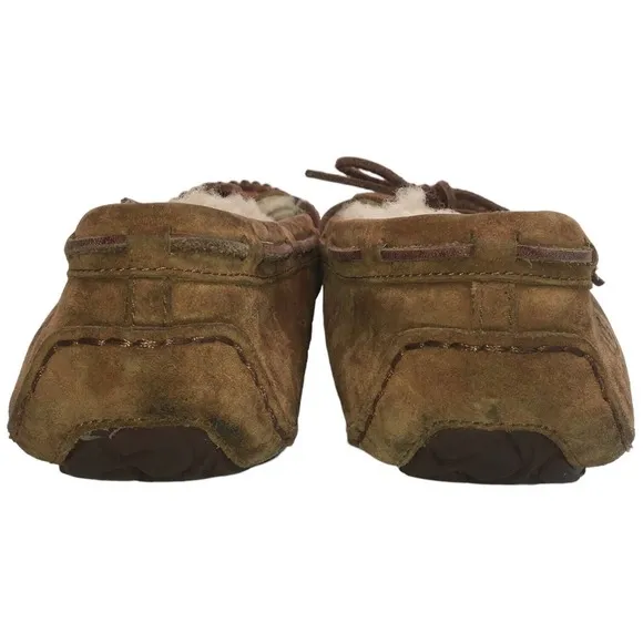 Ugg Dakota Slip On Leather Slippers Wool Lining Womens Brown 10