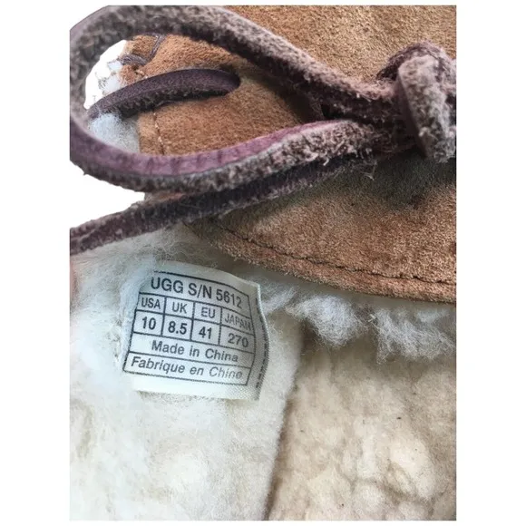 Ugg Dakota Slip On Leather Slippers Wool Lining Womens Brown 10