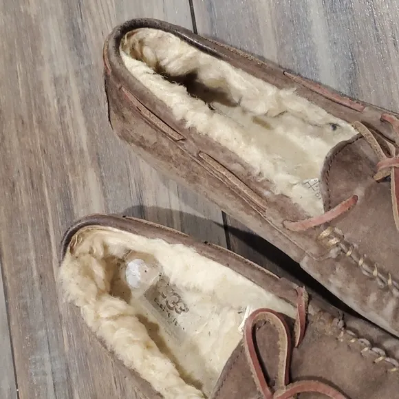 Ugg Dakota Women Suede Espresso Fur-Lined Loafers shoes flat slippers