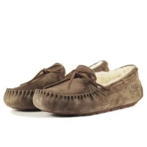 Ugg Dakota Women Suede Espresso Fur-Lined Loafers shoes flat slippers