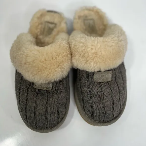 UGG dark grey slippers, fur-lined