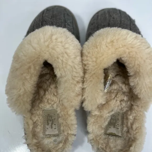 UGG dark grey slippers, fur-lined