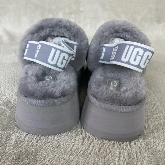UGG Disco Slide Womens Platform Slippers Size 8 Ash Fog Gray Blue Sheepskin NEW
