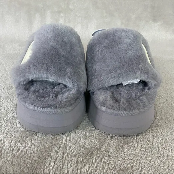 UGG Disco Slide Womens Platform Slippers Size 8 Ash Fog Gray Blue Sheepskin NEW