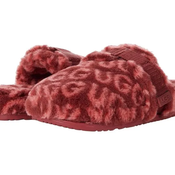 UGG  Fluff It Pop Logo Slide wool blend slipper. Size: 14