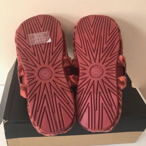 UGG  Fluff It Pop Logo Slide wool blend slipper. Size: 14