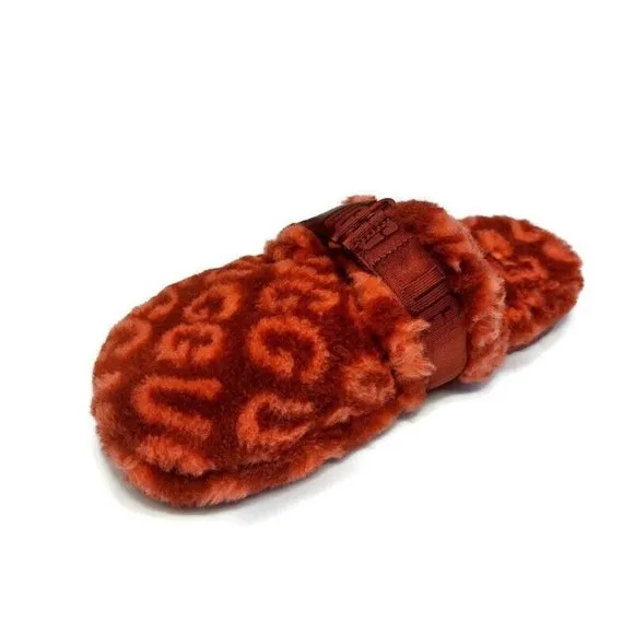 UGG Fluff It Pop Slide Cozy Slippers Mens Size 8 Shoes 1120900 Red Wine Terra