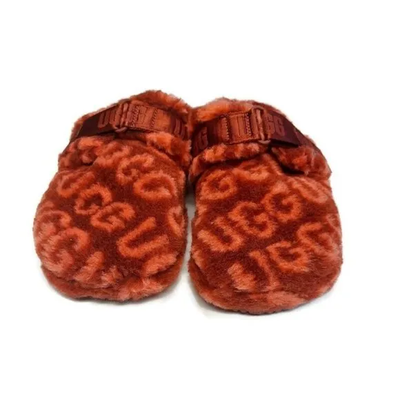 UGG Fluff It Pop Slide Cozy Slippers Mens Size 8 Shoes 1120900 Red Wine Terra