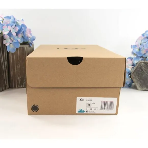 UGG Fluff Oh Yea Aqua Blue Sheepskin Fur Slippers Slides Sandals NIB