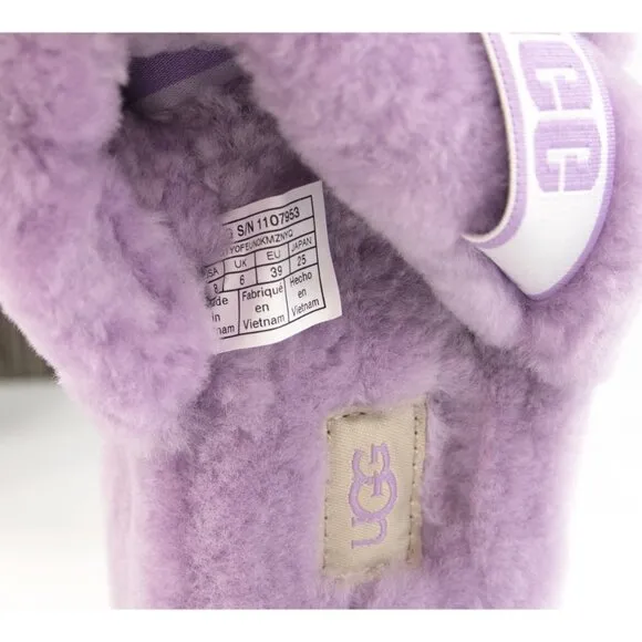 UGG Fluff Oh Yea Lilac Purple Sheepskin Fur Slippers Slides Sandals NIB