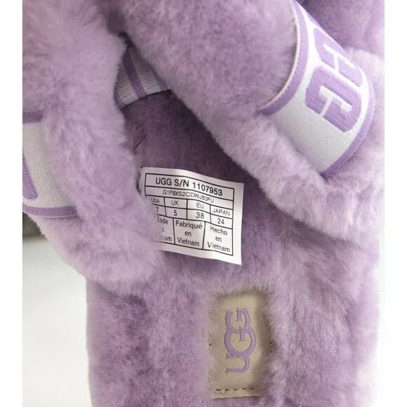 UGG Fluff Oh Yea Lilac Purple Sheepskin Fur Slippers Slides Sandals NIB