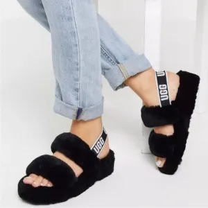 UGG Fluff Oh Yeah Slide Slingback Fur Slippers NEW