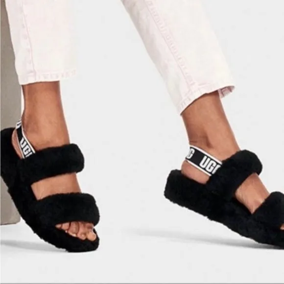 UGG Fluff Oh Yeah Slide Slingback Fur Slippers NEW