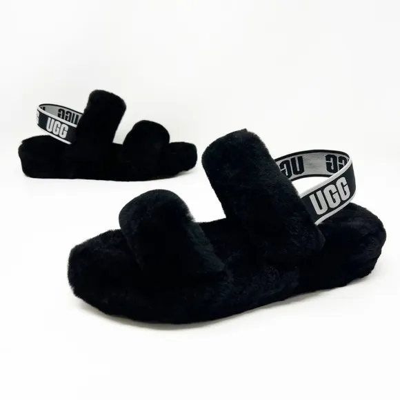 UGG Fluff Oh Yeah Slide Slingback Fur Slippers NEW