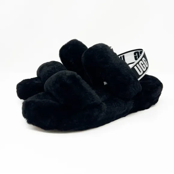 UGG Fluff Oh Yeah Slide Slingback Fur Slippers NEW