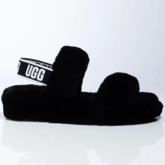 UGG Fluff Oh Yeah Slide Slingback Fur Slippers NEW