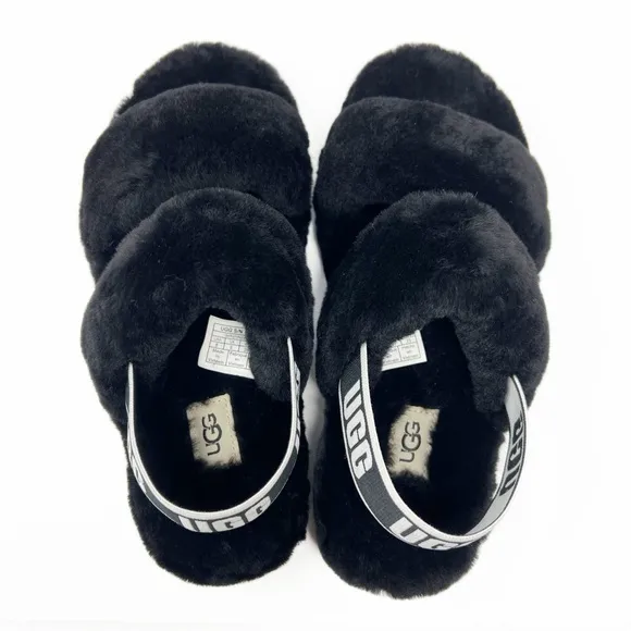 UGG Fluff Oh Yeah Slide Slingback Fur Slippers NEW