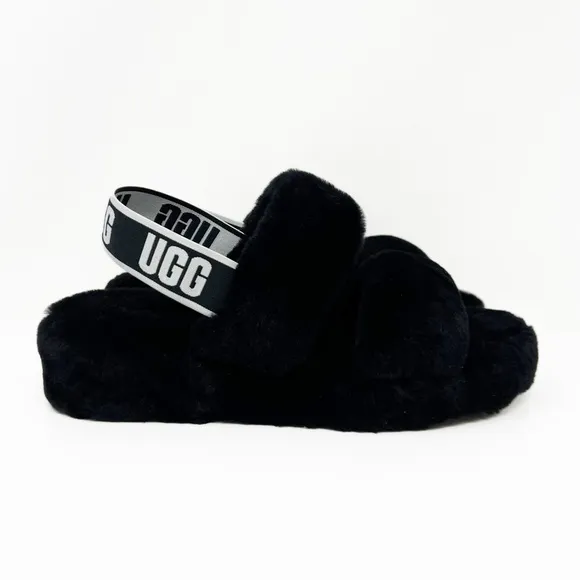 UGG Fluff Oh Yeah Slide Slingback Fur Slippers NEW