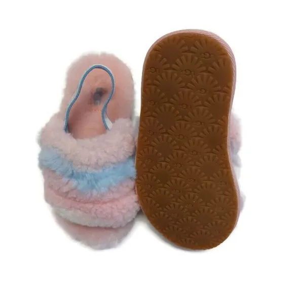 UGG Fluff Yea Slide Pride-Stripes Slippers Sz 9 Toddler Ages 4-5 Pastel 1120115T