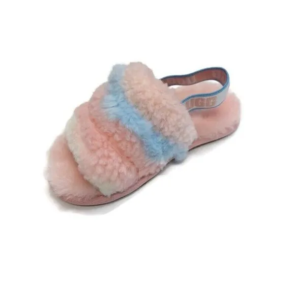 UGG Fluff Yea Slide Pride-Stripes Slippers Sz 9 Toddler Ages 4-5 Pastel 1120115T