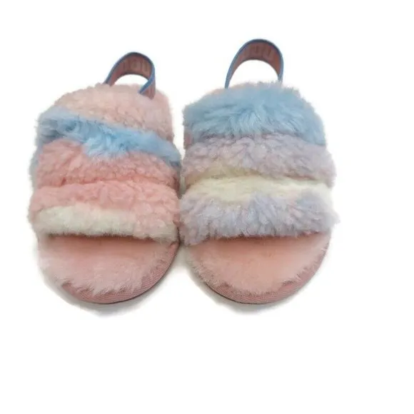 UGG Fluff Yea Slide Pride-Stripes Slippers Sz 9 Toddler Ages 4-5 Pastel 1120115T