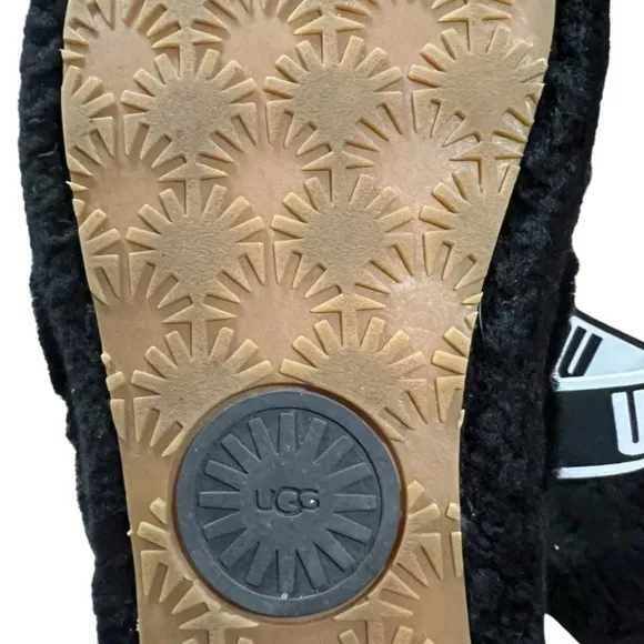 UGG Fluff Yeah Black &amp; White Sandals/Slippers Size 9