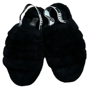 UGG Fluff Yeah Black &amp; White Sandals/Slippers Size 9