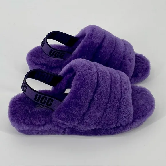 UGG Fluff Yeah Purple Shearling Slingback Slide Slippers