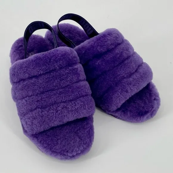 UGG Fluff Yeah Purple Shearling Slingback Slide Slippers