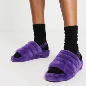 UGG Fluff Yeah Purple Shearling Slingback Slide Slippers
