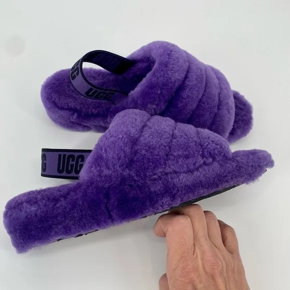 UGG Fluff Yeah Purple Shearling Slingback Slide Slippers