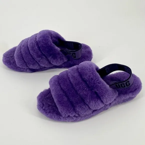 UGG Fluff Yeah Purple Shearling Slingback Slide Slippers