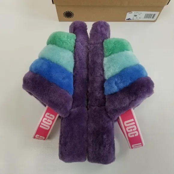 UGG Fluff Yeah Rainbow Slide Slippers Men's 10 NIB