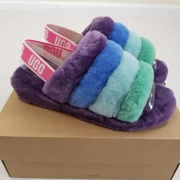 UGG Fluff Yeah Rainbow Slide Slippers Men's 10 NIB
