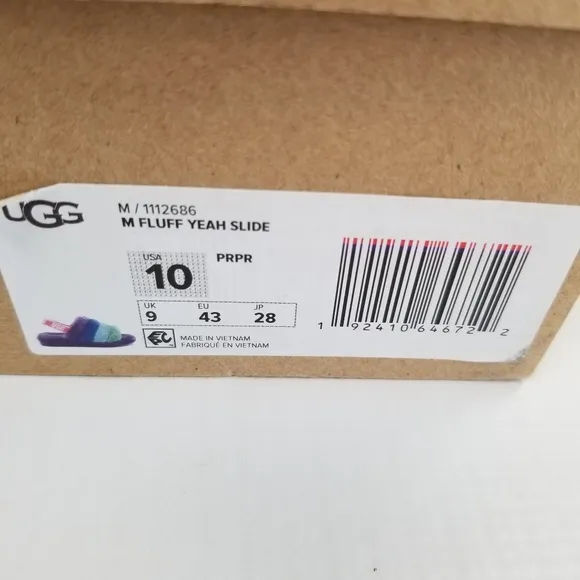 UGG Fluff Yeah Rainbow Slide Slippers Men's 10 NIB