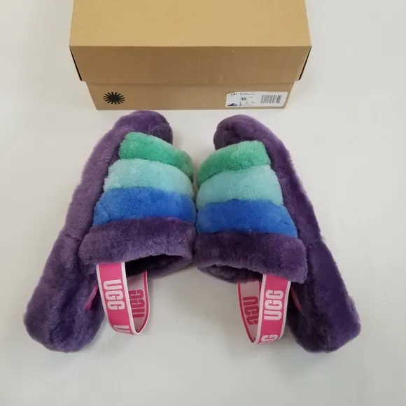 UGG Fluff Yeah Rainbow Slide Slippers Men's 10 NIB