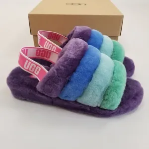 UGG Fluff Yeah Rainbow Slide Slippers Men's 10 NIB