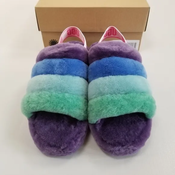 UGG Fluff Yeah Rainbow Slide Slippers Men's 10 NIB