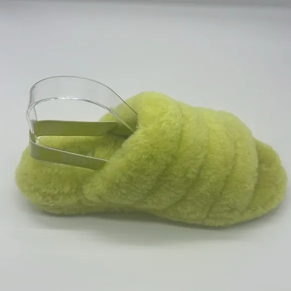 UGG - Fluff Yeah Sli In Lime Green Open Toe Slip On Ankle Strap Sandal Size 8