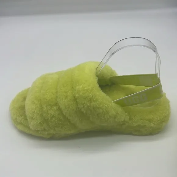 UGG - Fluff Yeah Sli In Lime Green Open Toe Slip On Ankle Strap Sandal Size 8