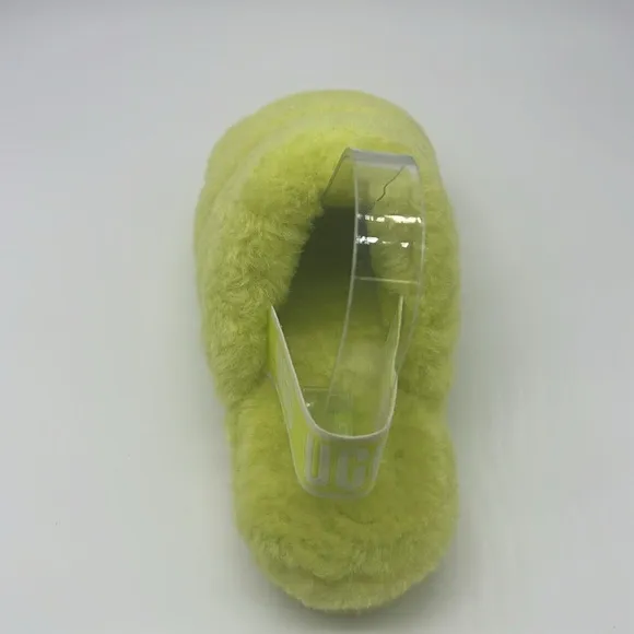 UGG - Fluff Yeah Sli In Lime Green Open Toe Slip On Ankle Strap Sandal Size 8