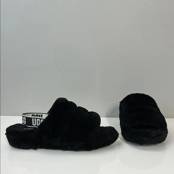 UGG Fluff Yeah Slide Black Slippers Size 11