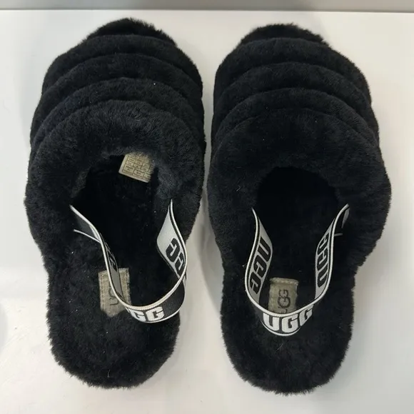 UGG Fluff Yeah Slide Black Slippers Size 11